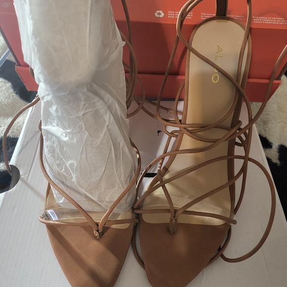 Aldo Glaosa Strappy Heel Sandals in Cognac Brown sz 9 - Picture 4 of 9